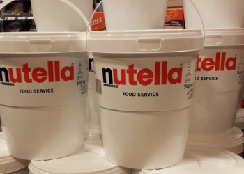 Three Costco 7-pound buckets of Nutella!