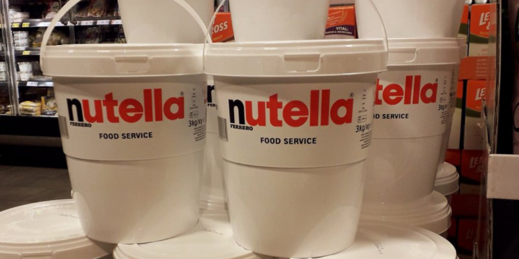 Three Costco 7-pound buckets of Nutella!