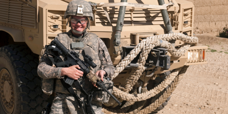 Amanda Huffman smiling for the camera during her deployment.