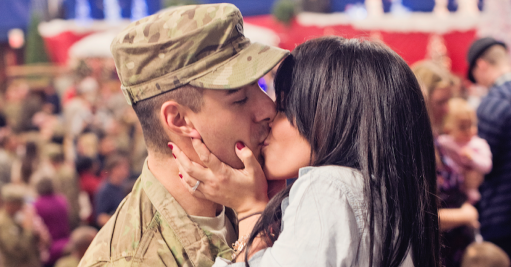 U.S. Army soldiers are giddy with anticipation as they wait to